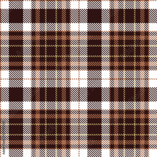 Deep dark brown and Pale earth Seamless Tartan Fabric Design