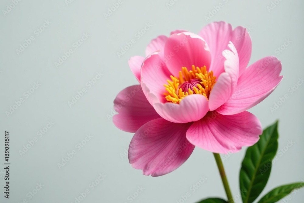 Fototapeta premium Isolated peony flower against white background with subtle light, floral, bloom, nature