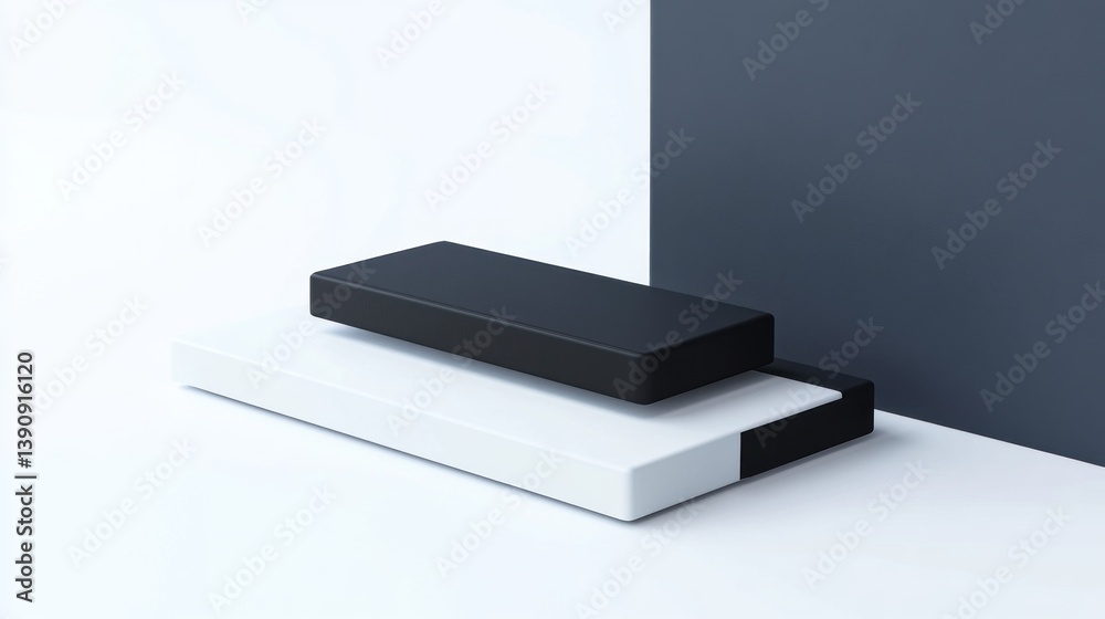 Abstract black and white geometric podium display Abstract black and white geometric podium display