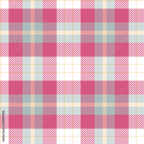 Fire light peach Seamless Tartan with Vivid white accents Fabric Design