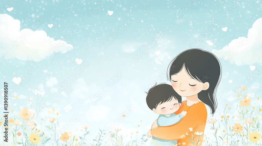 Mother's Day card with blank space on a soft pastel background Mother's Day card with blank space on a soft pastel background