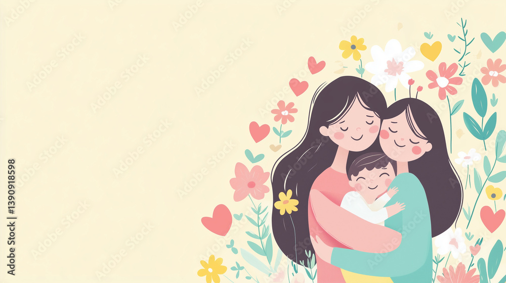 Mother's Day card with blank space on a soft pastel background Mother's Day card with blank space on a soft pastel background