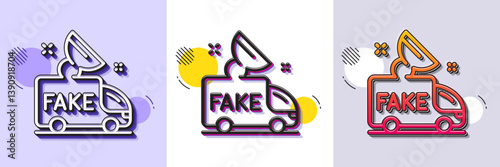 Fake news line icon. Halftone dotted pattern. Gradient icon with grain shadow. Propaganda truck sign. Wrong truth symbol. Line fake news icon. Various designs. Vector
