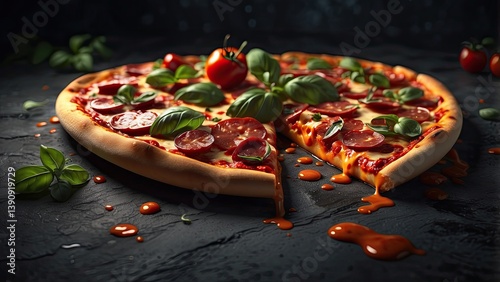 A slice of pizza topped with melted mozzarella cheese