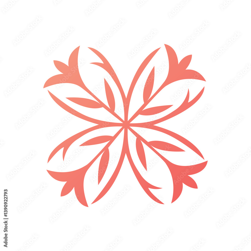 Fototapeta premium Floral-inspired traditional Kyrgyz ornament with ornamental swirls. Elegant symbol of nomadic heritage. Great for textiles, folk art, and Eastern-themed design.