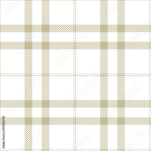 Plaid pattern seamless. Pale putty & Rustic white Tartan Fabric Design. 