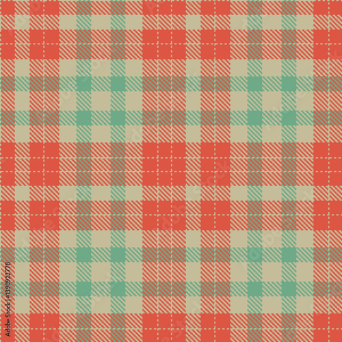 Plaid pattern seamless. Fire putty & Mellow pale red Tartan Fabric Design. 