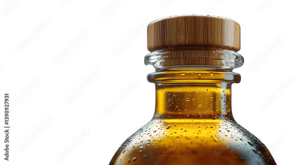 CloseUp of a Refreshing Beverage Bottle with Condensation Drops on a Black Background CloseUp of a Refreshing Beverage Bottle with Condensation Drops on a Black Background