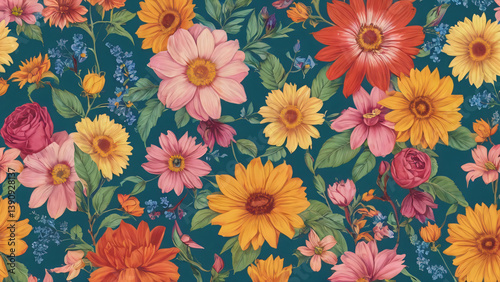 Wallpaper Mural seamless floral pattern Torontodigital.ca