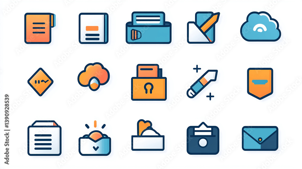 Office document management icons set vector illustration for business and organization workflow system Office document management icons set vector illustration for business and organization workflow system