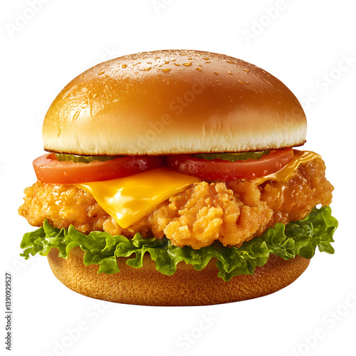 Chicken Burger on a Transparent Background Isolated Isolated on Transparent Background