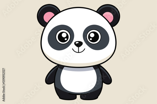Cute baby panda cartoon illustration with bamboo in a fun and playful design.