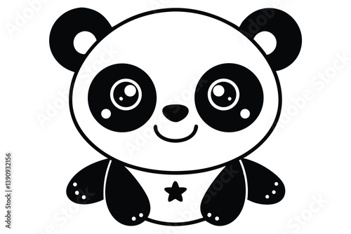 Cute baby panda cartoon illustration with bamboo in a fun and playful design.