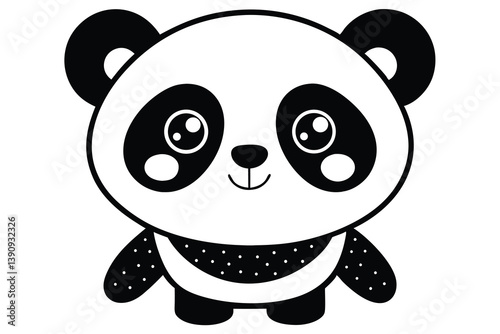 Cute baby panda cartoon illustration with bamboo in a fun and playful design.