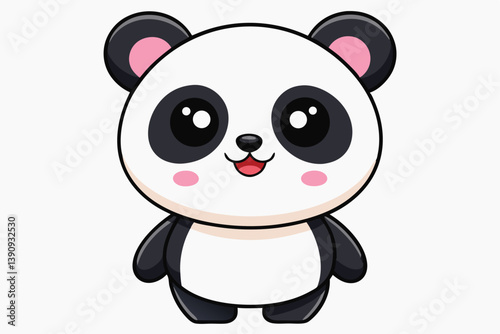 Cute baby panda cartoon illustration with bamboo in a fun and playful design.