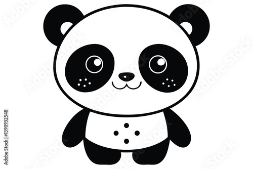 Cute baby panda cartoon illustration with bamboo in a fun and playful design.