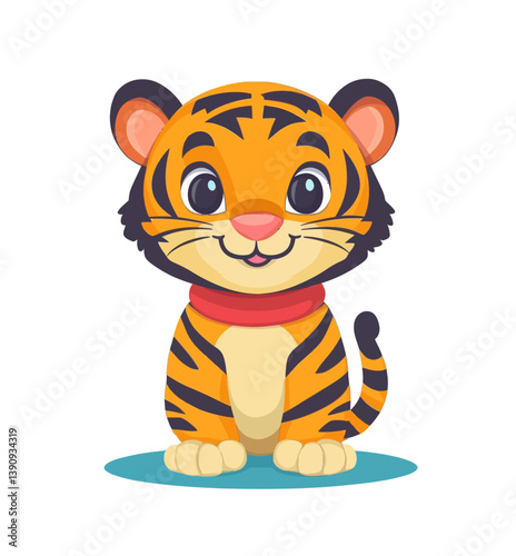 A cute cartoon animal character is depicted in a flat style, highlighting its playful demeanor through cheerful modern art