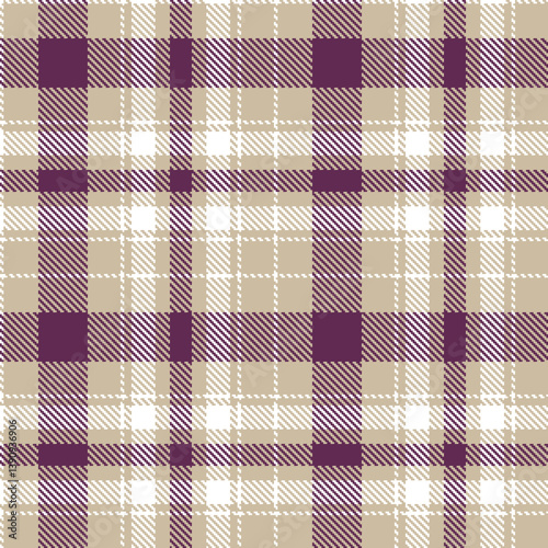 Plaid pattern seamless. Warm putty & Soft white Tartan Fabric Design. 