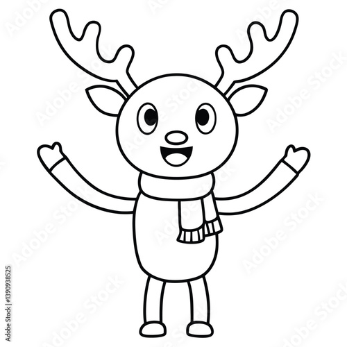 reindeer cartoon giraffe, a cute mammal illustration like a happy reindeer character,  a holiday fun coloring page