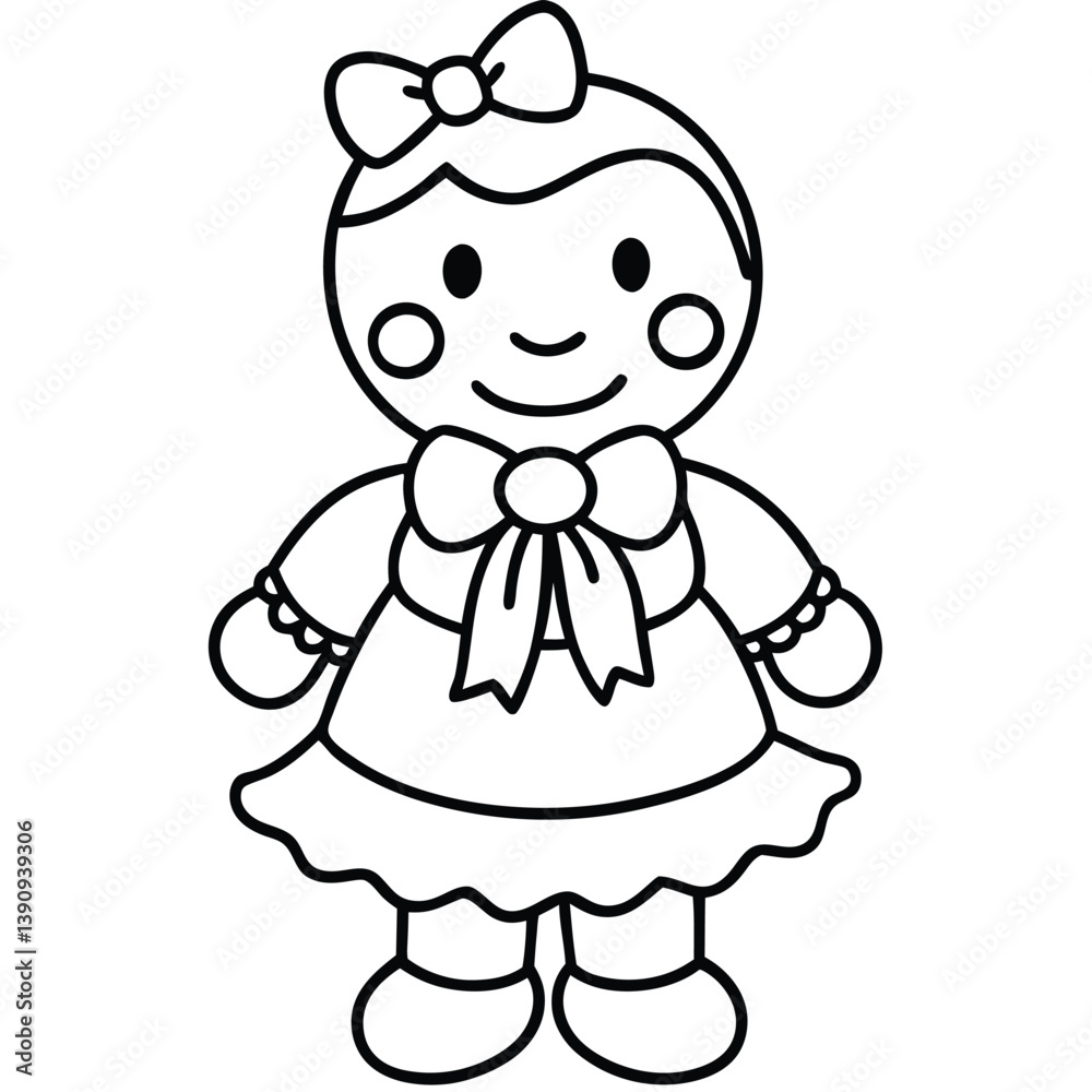 Fototapeta premium Christmas baby angel doll with wings holds a heart, a beautiful holiday decoration coloring page