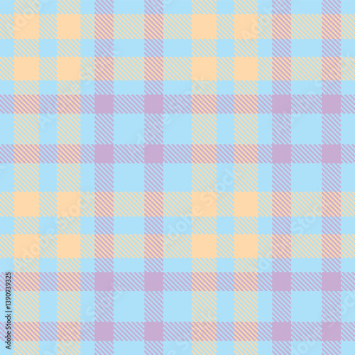 Timeless Vintage light blue & Fire light peach Seamless Tartan Fabric Design