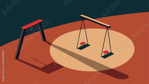 Empty Playground A deserted playground with swings swaying gently in the breeze a shadow of a gun cast over it symbolizing the loss of innocence and the impact on childrens safety.