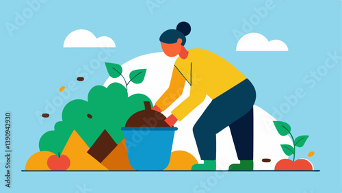 Composting An image of a spet adding organic materials to a compost pile emphasizing the importance of recycling waste to enrich the soil.
