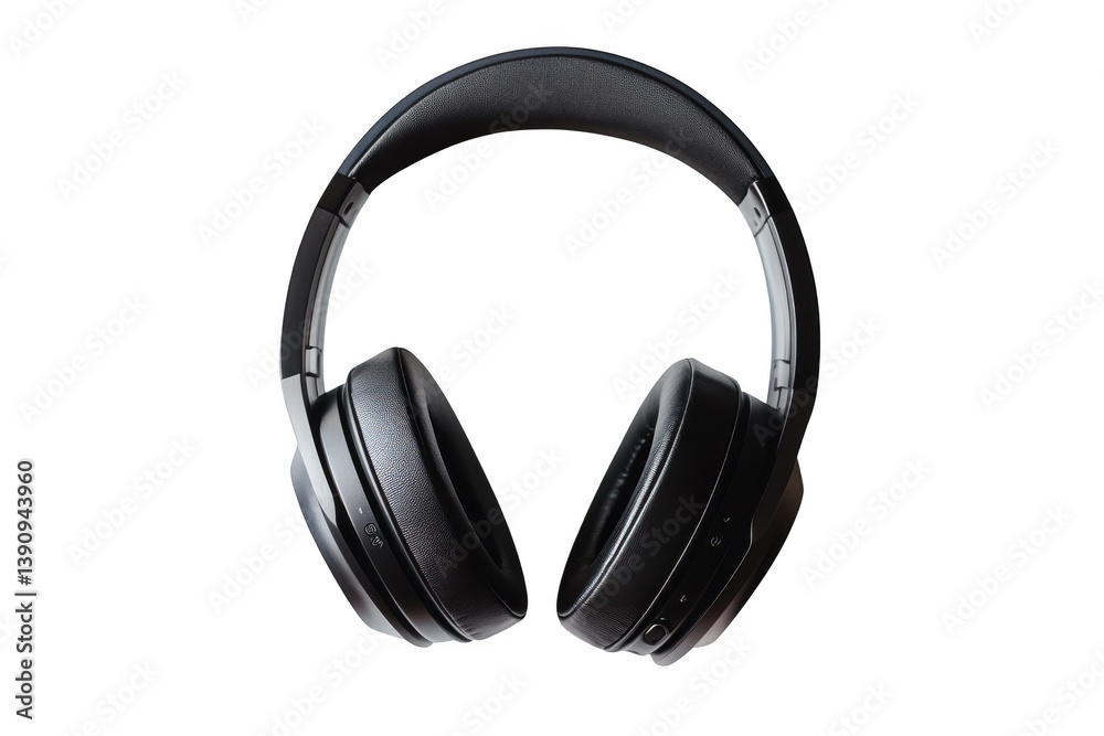 A pair of over ear headphones isolated against a dark backdrop on transparent background A pair of over ear headphones isolated against a dark backdrop on transparent background