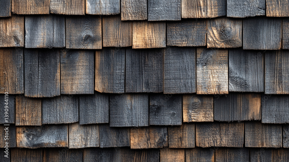 Weathered gray cedar shingle wall showcases a rustic, natural texture. Its vintage wood pattern adds charm to exterior architecture, symbolizing durability, aged beauty, and timeless design Weathered gray cedar shingle wall showcases a rustic, natural texture. Its vintage wood pattern adds charm to exterior architecture, symbolizing durability, aged beauty, and timeless design