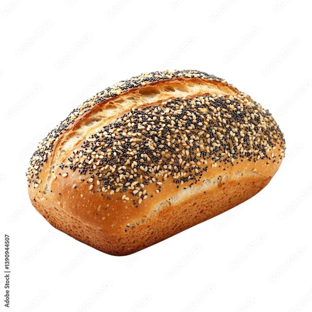 A Loaf of Multiseed Bread with Sesame Topping Isolated on Transparent Background A Loaf of Multiseed Bread with Sesame Topping Isolated on Transparent Background
