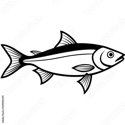 American Shad Vector Illustration on White Background