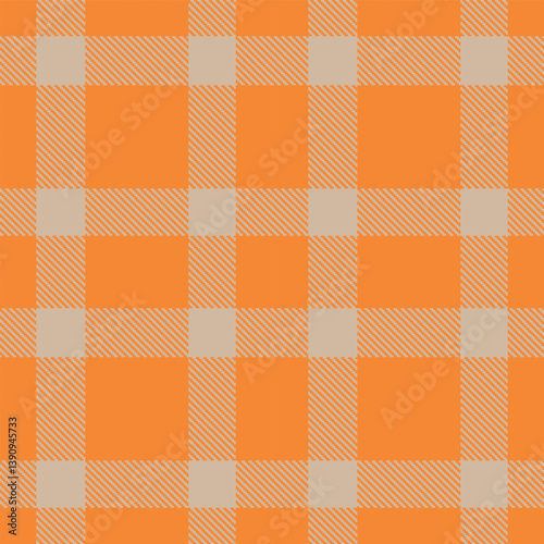 Mellow pumpkin orange and Vivid putty Seamless Tartan Fabric Design