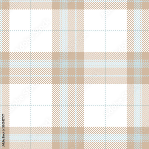 Timeless Traditional putty & Iridescent light grey Seamless Tartan Fabric Design