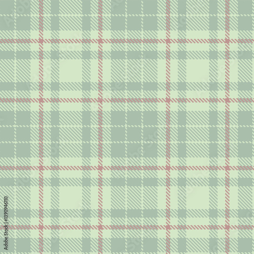 Smoky eggshell and Traditional greenish grey Seamless Tartan Fabric Design