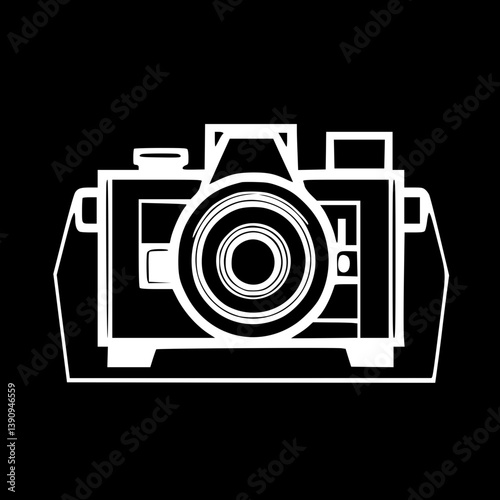 Minimal Camera Icon Set – Retro and Modern Black & White Vector Designs

