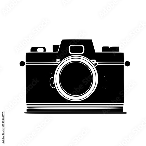 Minimal Camera Icon Set – Retro and Modern Black & White Vector Designs

