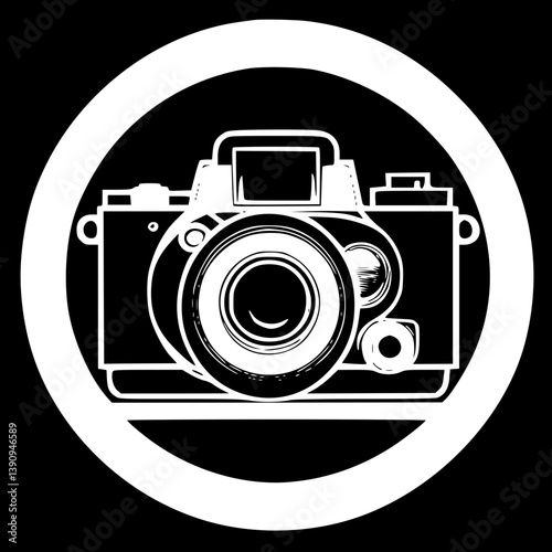 Minimal Camera Icon Set – Retro and Modern Black & White Vector Designs

