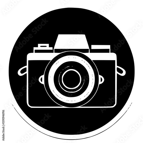 Minimal Camera Icon Set – Retro and Modern Black & White Vector Designs

