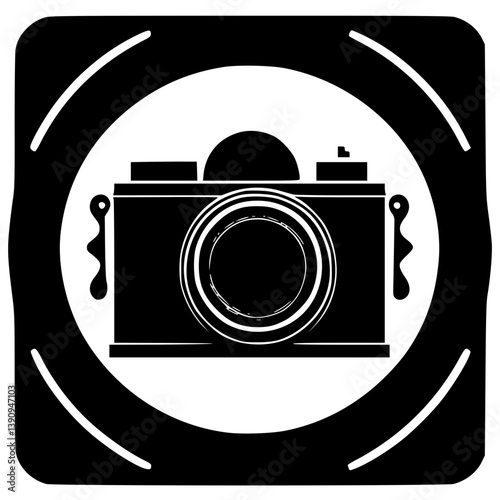 Minimal Camera Icon Set – Retro and Modern Black & White Vector Designs

