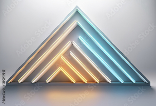 Minimalist neon light geometric shapes White background