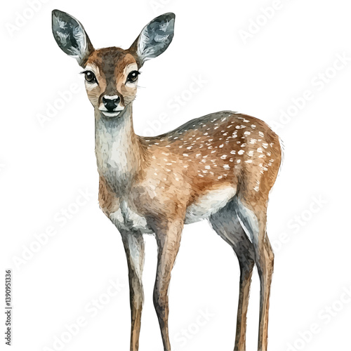 Duiker A Beautifully Detailed, watercolor illustration, isolated on a white background.