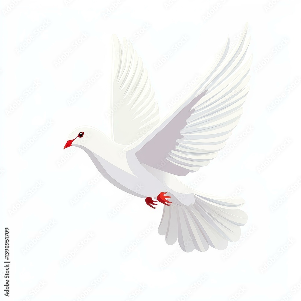 Obraz premium A peaceful dove soars gracefully in a bright, cloudless sky, symbolizing calmness and hope for a brighter future.