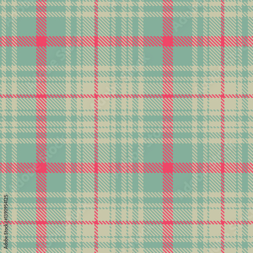 Rich greyish teal and Fire putty Seamless Tartan Fabric Design
