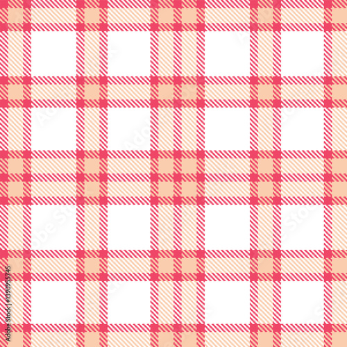 Plaid pattern seamless. Soft watermelon & Fire light peach Tartan Fabric Design. 