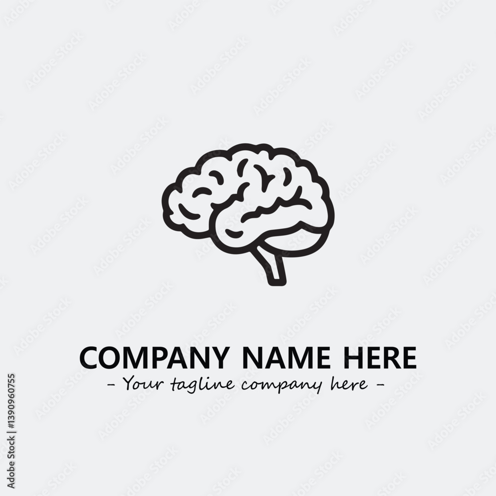 Brain illustration black and white for logo company vector image
Brain illustration black and white for logo company vector image