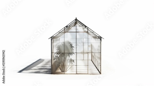 Photorealistic image of a fresh greenhouse isolated on white photo