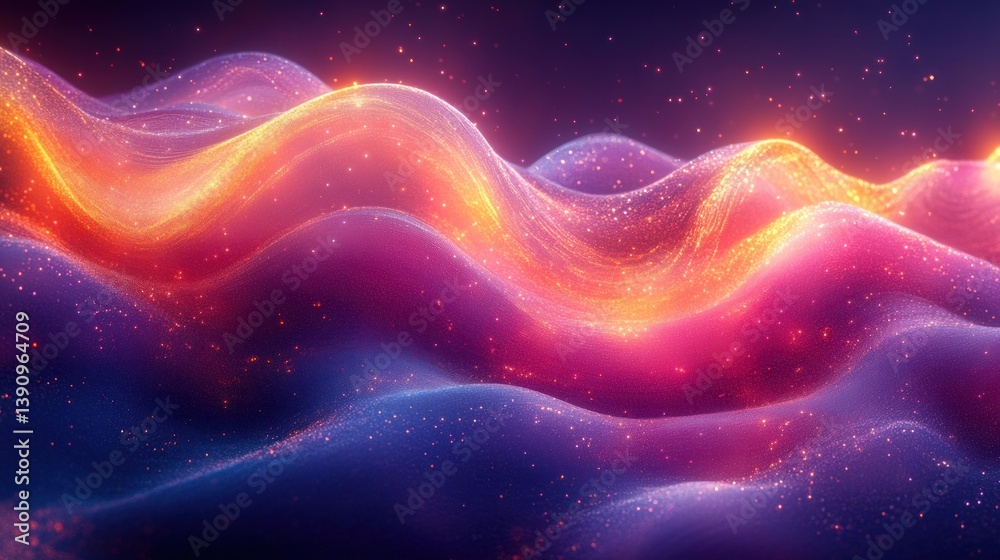 Fototapeta premium Abstract Neon Waves Dynamic Light Motion Colorful Cyber Landscape