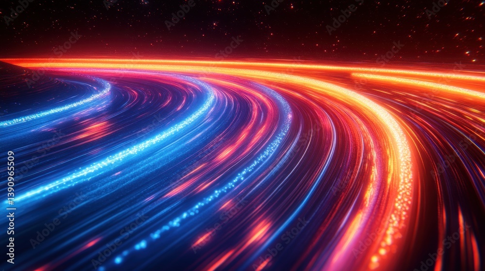 Neon Light Trails Abstract Composition with Vibrant Colors in Motion and Dynamic Technology Background Neon Light Trails Abstract Composition with Vibrant Colors in Motion and Dynamic Technology Background