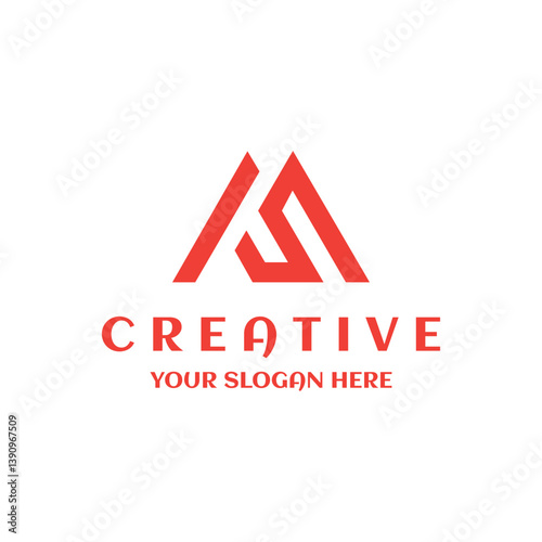 Initial letter m and s. MS combined triangle shield logotype elegant design vector template