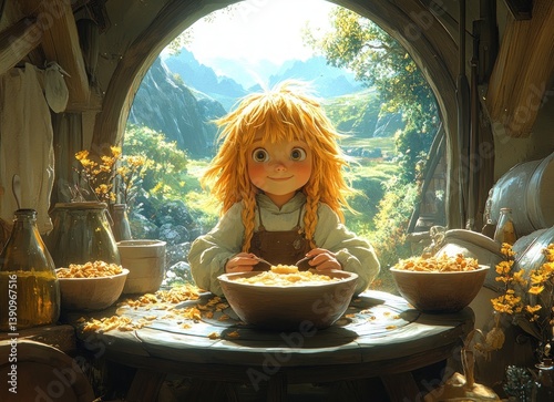 Goldilocks and the Three Bears Whimsical Illustration for Children Coloring Book